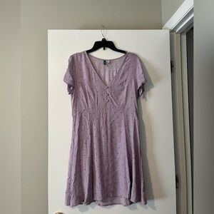 purple with either flowers above the knee length dress